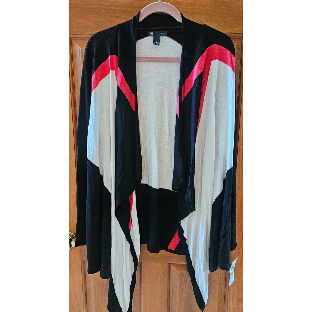 INC International Concepts Sweater Cardigan Sweater Black White Coral 3X NWT‎